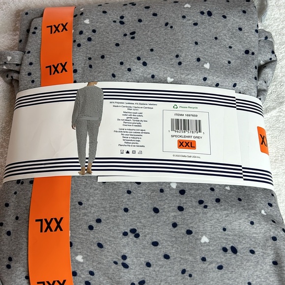 Splendid 2 Piece Pajama Set Loungewear gray pika heart  Joggers Crew. SZ XXL.NWT - Picture 4 of 8
